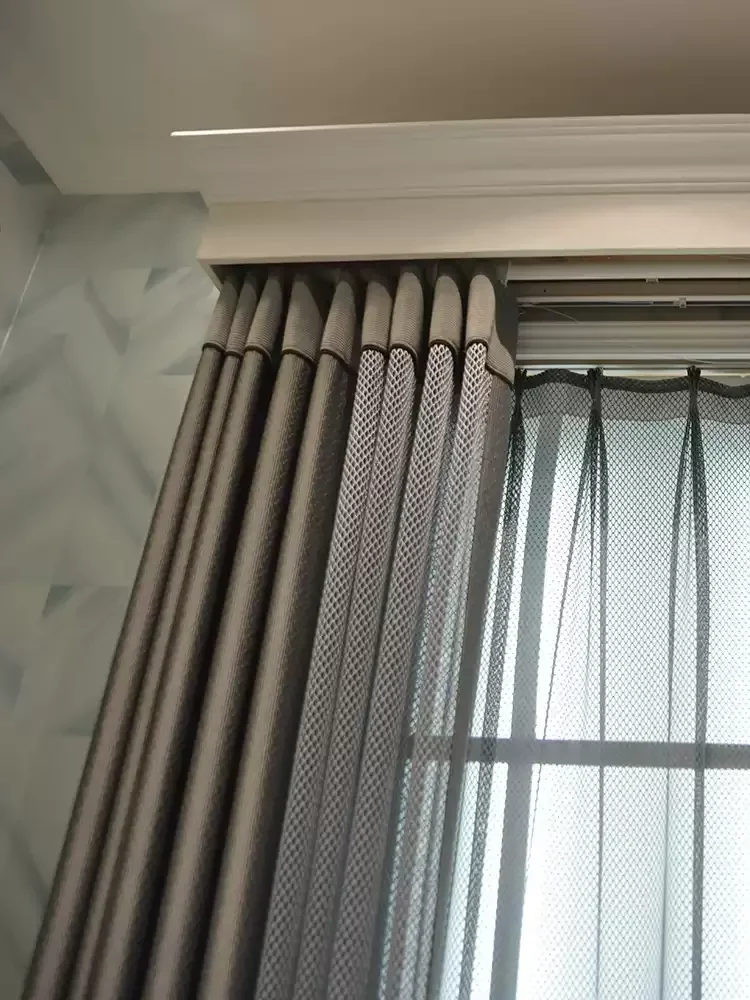 Modern Curtains for Living Room Bedroom Dining Luxury Nordic Gray Tulle Stitching Window Drape Custom Size Finished Product