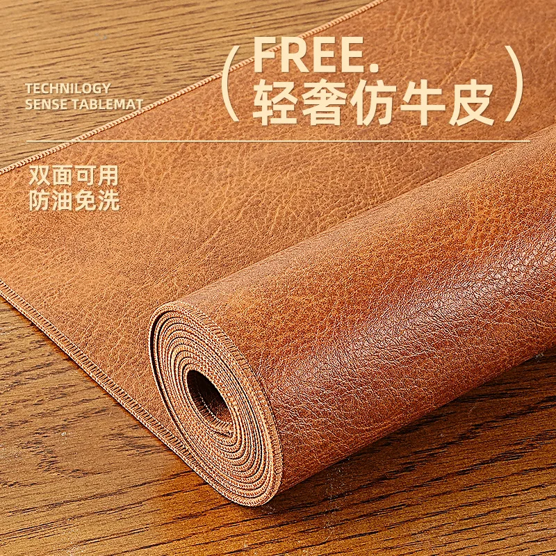

Leather Tablecloth Table Mat Washable Oil - Resistant Waterproof Heat - Resistant Tea Table Desktop Protector Sideboard