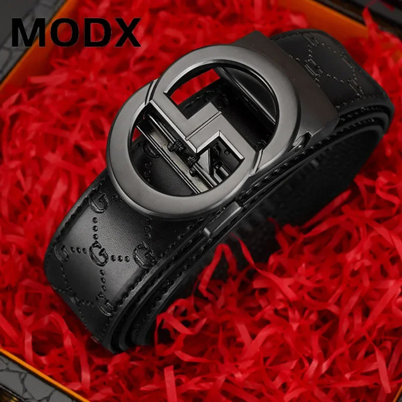 Men Fashion Letter Alloy Automatic Buckle Trendy Casual Pants Belt Versatile Business Waist Belt