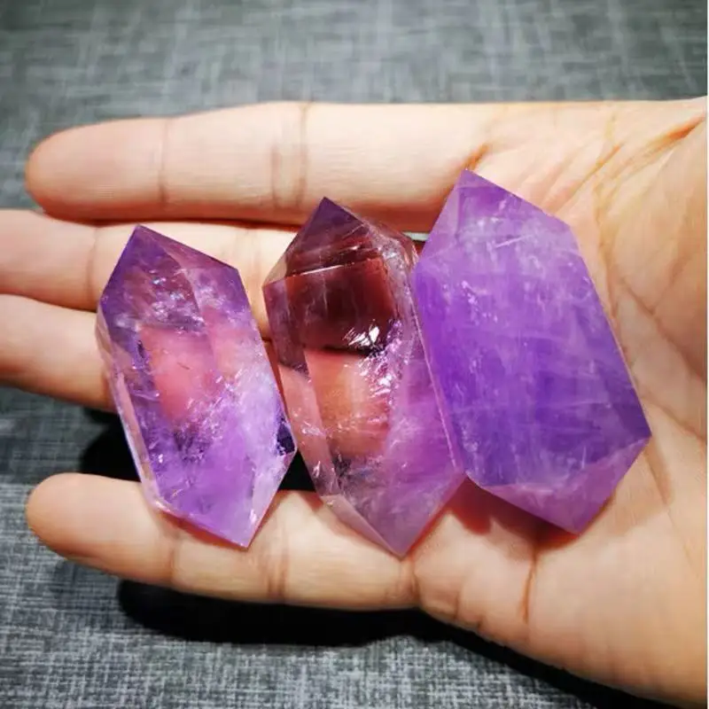 Natural Amethyst Crystal Double Point, With The Ability To Heal Energy, Purify And Demagnetize, Suitable For Gift Meditation, De