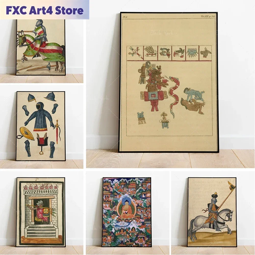 Póster sin marco de México, codex mexicano / azteca / mesoamericano / póster impreso con foto para decoración de pared / póster de los antiguos mayas, decoración del hogar