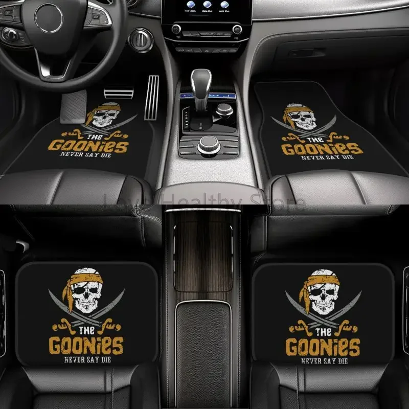 Custom Goonies Never Say Die Car Floor Mats Set of 4 Front and Rear Foot Mats Universal Decor Car Accessories for Van Sedan SUV