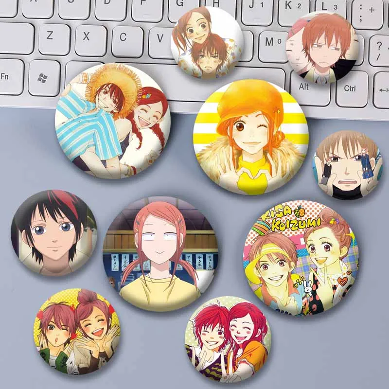 Love Anime Manga Lovely Complex Brooch Cartoon Role Playing Lapel Pins Risa Atsushi Matching Badge for Bag Jewelry Ornament Gift