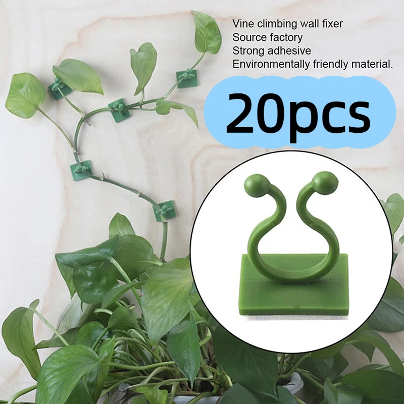 20 stücke Anlage Stehen Green Leaf Clip Selbstklebende Anlage Clip Hause Garten Reben Unsichtbare Klettern Wand Stehen Haken Anlage Clip