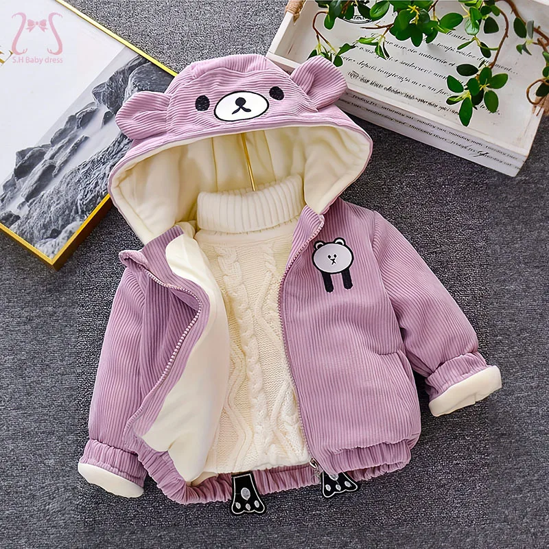 

Kids Winter Thick Children's Clothing For Boy Bear Fleece Jacket For Girls Unisex 0-4 Years Old Baby Clothes New Born