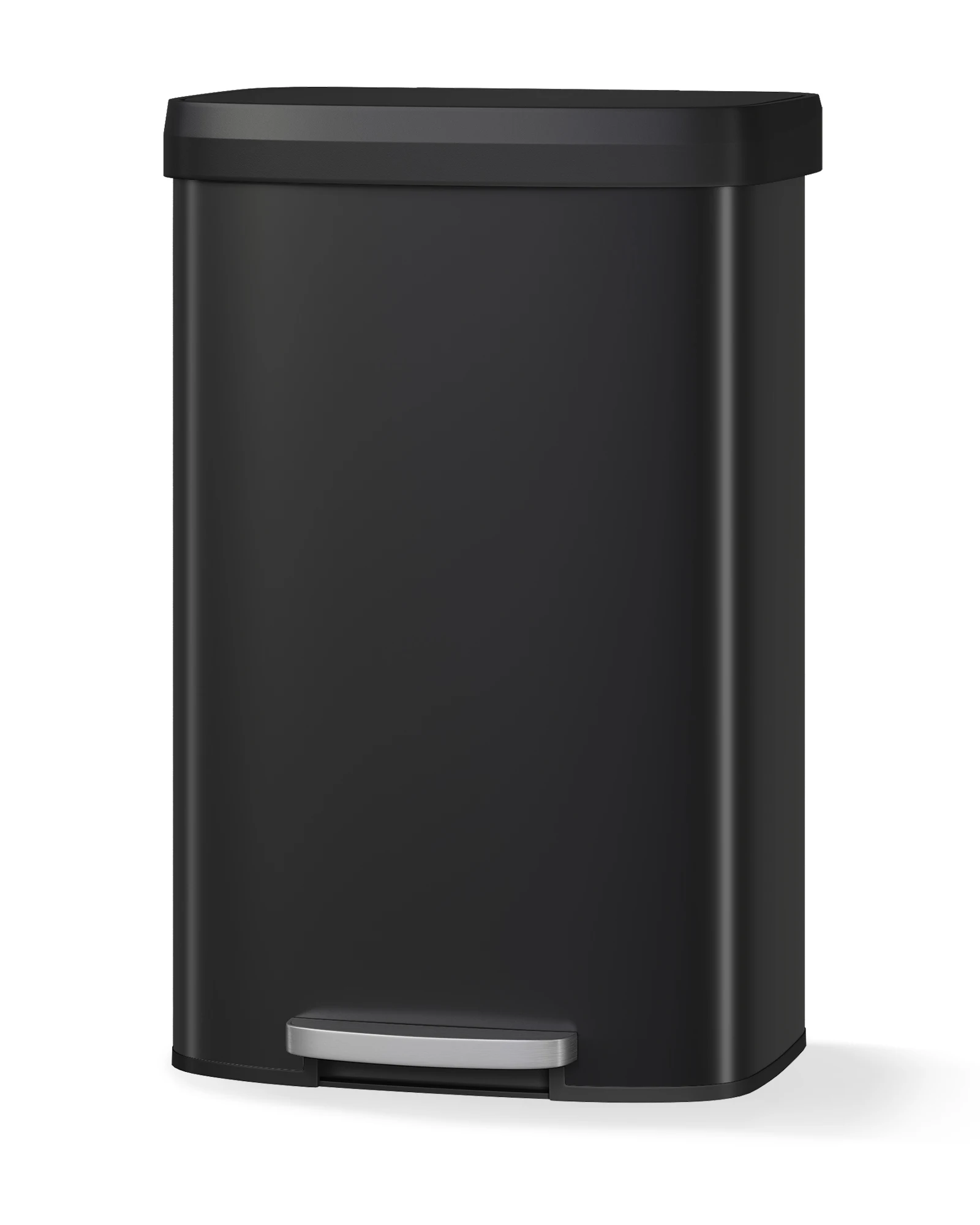 Cestino per Rifiuti in Acciaio Inox 80L con Coperchio in Plastica e Porta Sacchi, Colore Argento