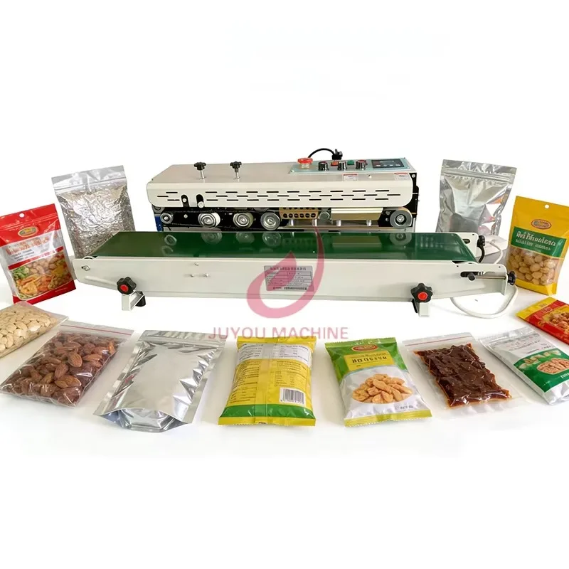 

Continuous Band Sealer With Ink Wheel Printing Automatic Plastic Bag Sealing Machine For Food Cosmetic Aluminum Foil Bags