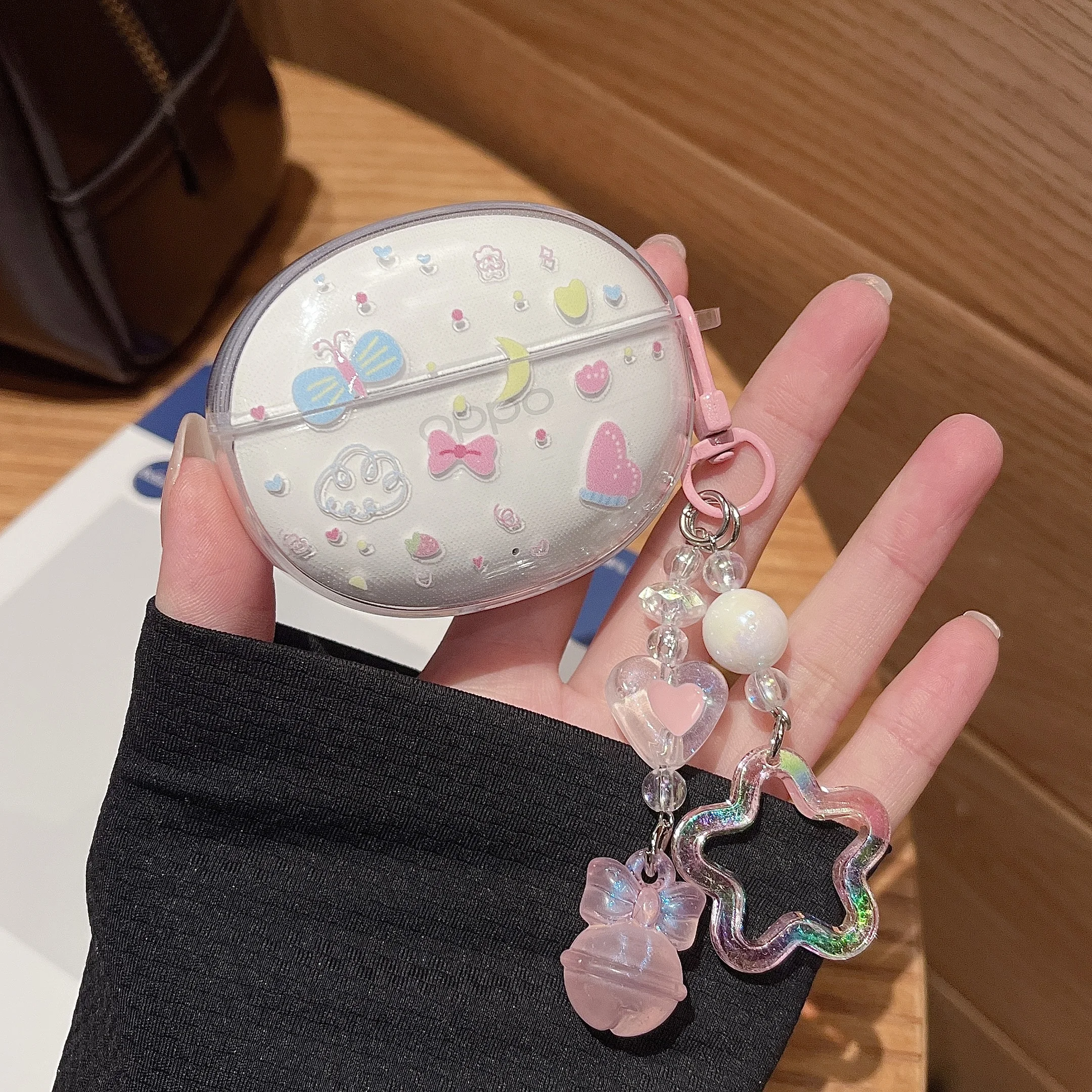 Cartoon for OPPO enco Air5 Air5S Air5Pro Air4 pro R4 Air4i free4 Case Flower Pattern &Keychain Silicone Earphone Cover