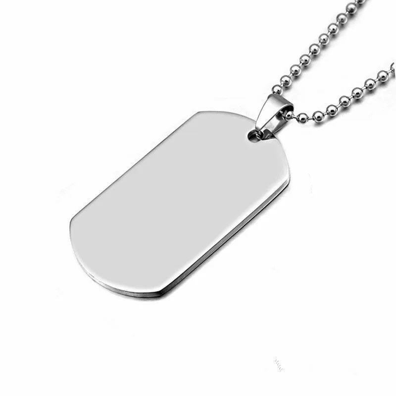 ECGIFT NE012 Classics Military Stainless Steel Necklace with Engraved Logo Customized Chain for Graduation Birthday