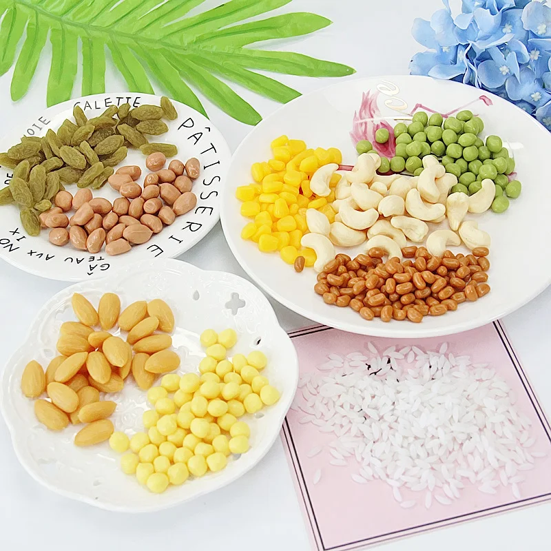 50g Mini Pretend Play Food Simulation Peanut Cashew Corn Soy Rice Model Miniature For Dolls Accessories Kitchen Play Toys