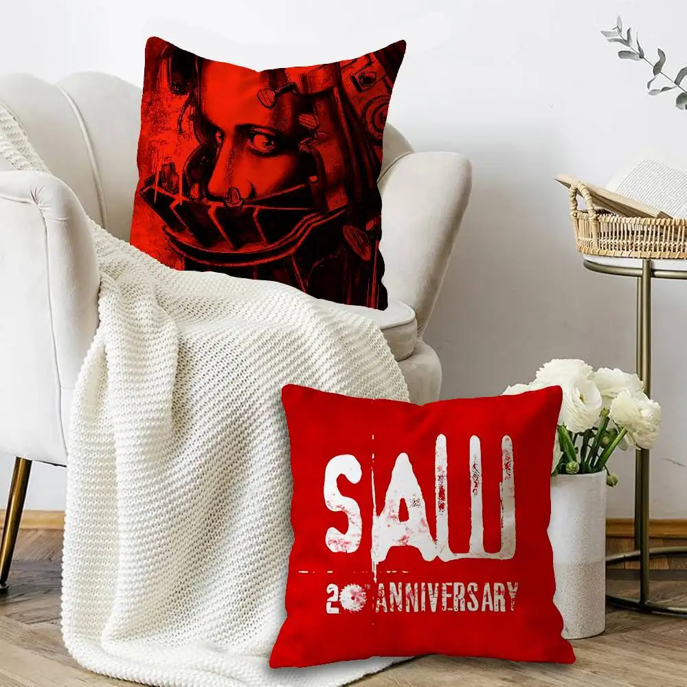 Vintage Saw Horror Movie Pillowcase Toon Gift Cushion Cover Bedroom Home Sofa Chair Seat Decor Pillow Case
