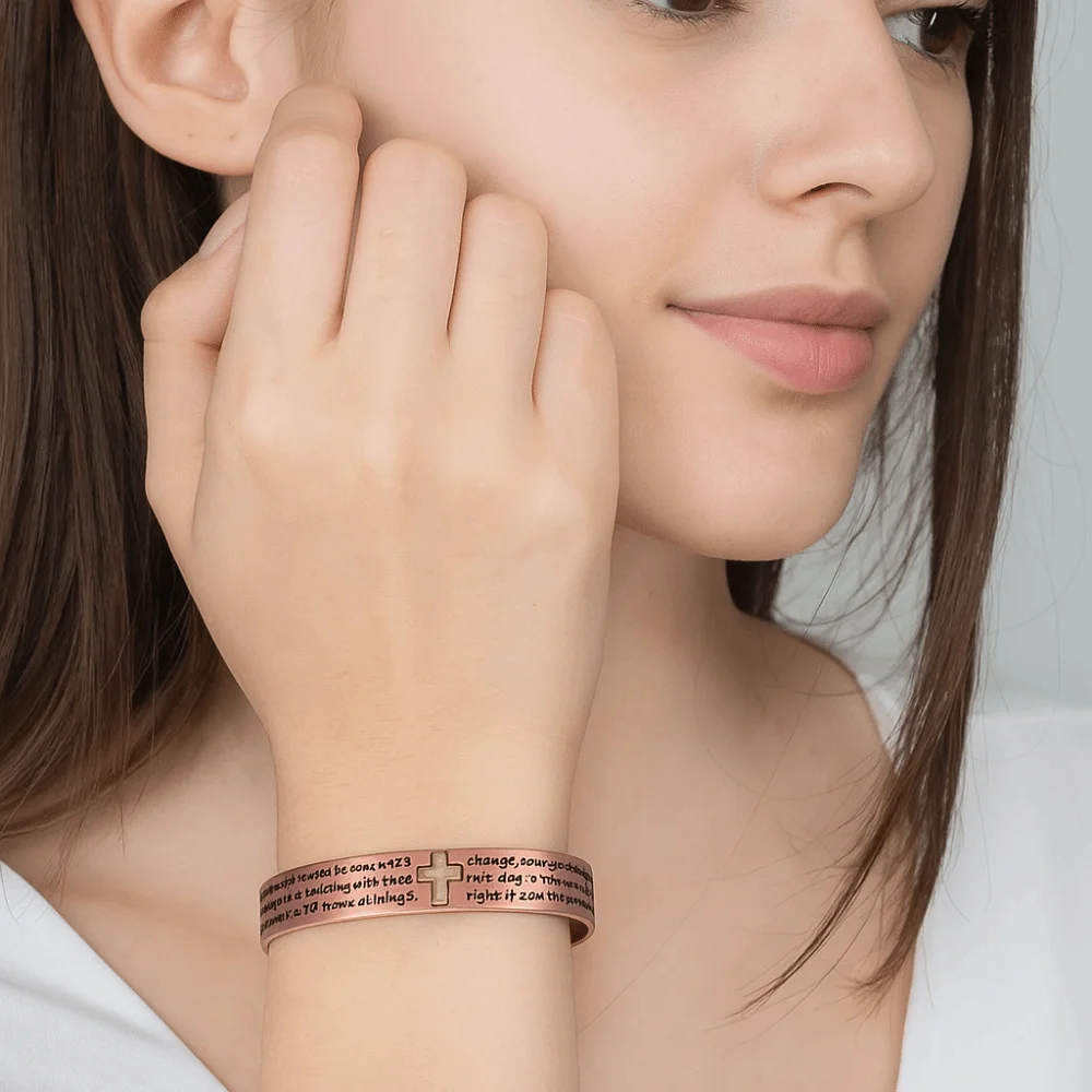 15mm Pure Copper Bracelets High Magnet Adjustable Magnetic Cross Cuff Bangle Arthritis Health Comfortable