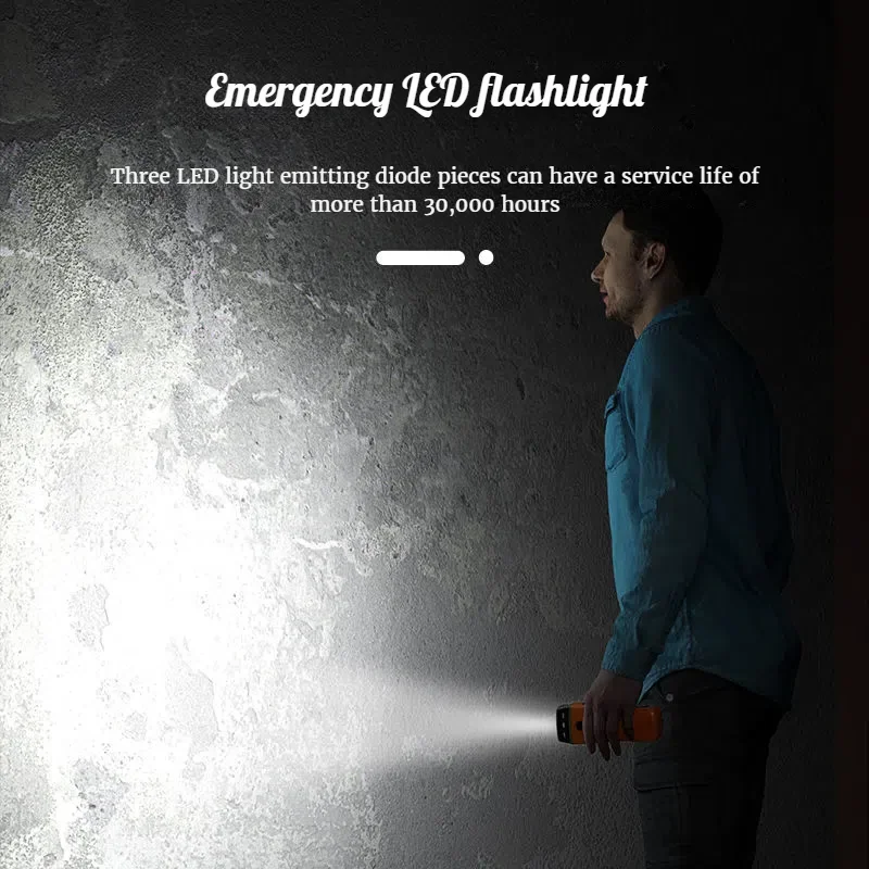 Multi-function Radio Portable Emergency Lamp Hand Emergency Light Lighting AM/FM Radio USB Charger LED Flashlight