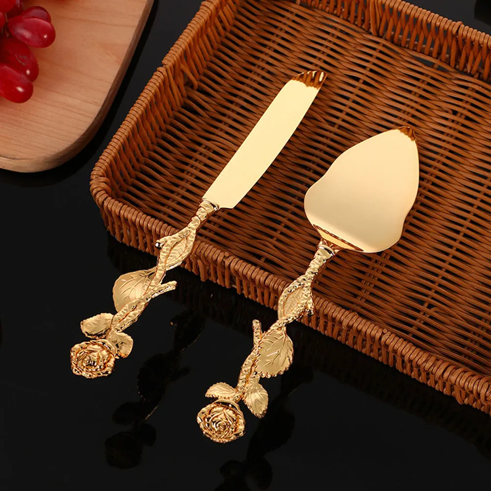 

Набор ножей для торта, золотой сервер для торта, цинковый сплав, легко чистящаяся шпатель, свадьба, день рождения, юбилей