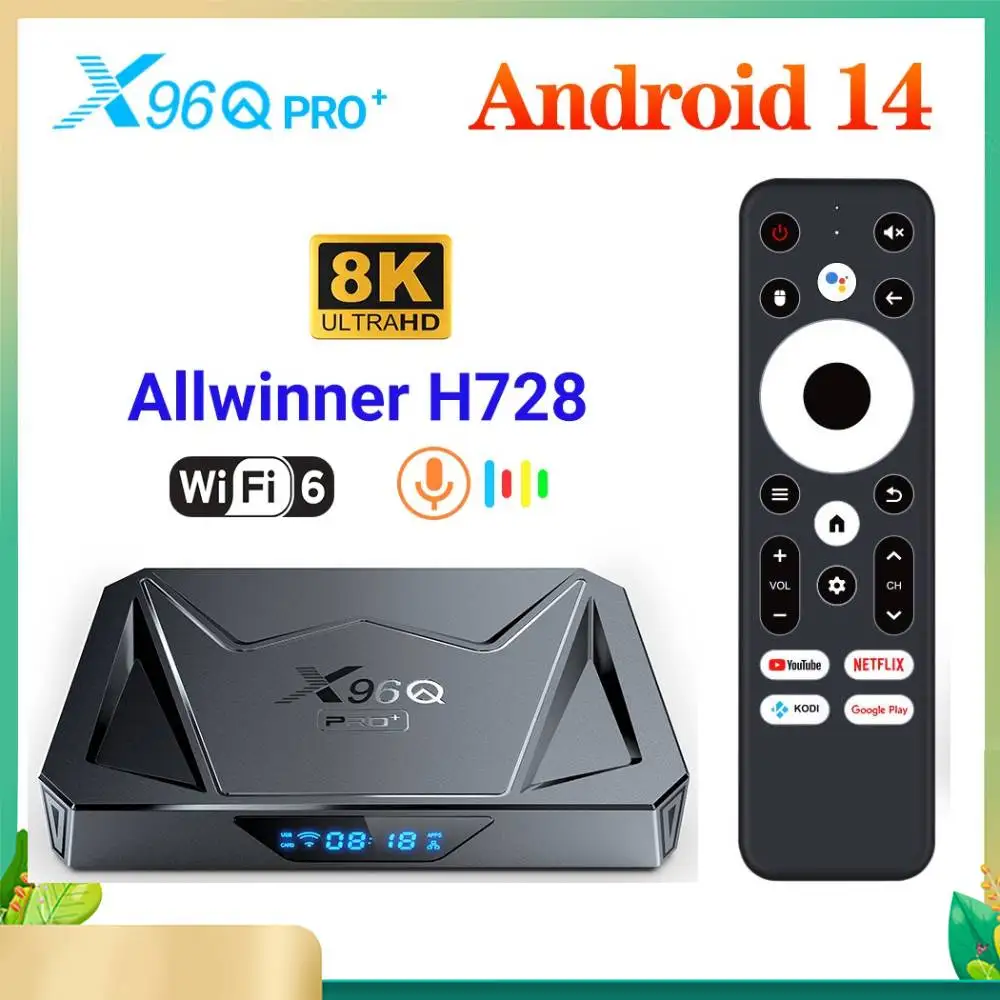 Android 14.0 TV Box Media Player X96Q PRO + Allwinner H728 Octa-core 8K@24fps Set Top Box Android 14.0 Gigabit Ethernet Wifi6