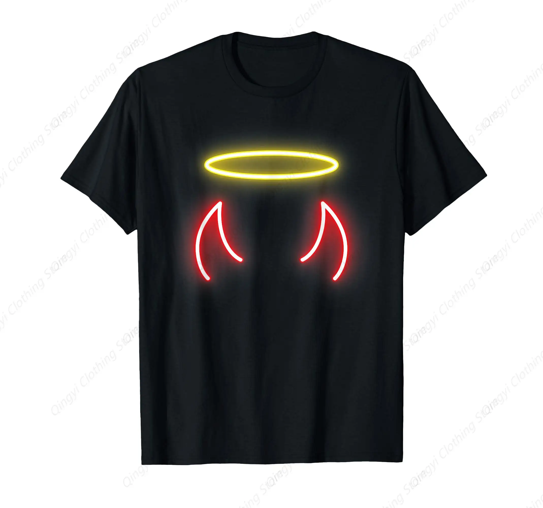 

Cool Devil Horns Colorful with Angel Halo Ring Angel Ring T-Shirt
