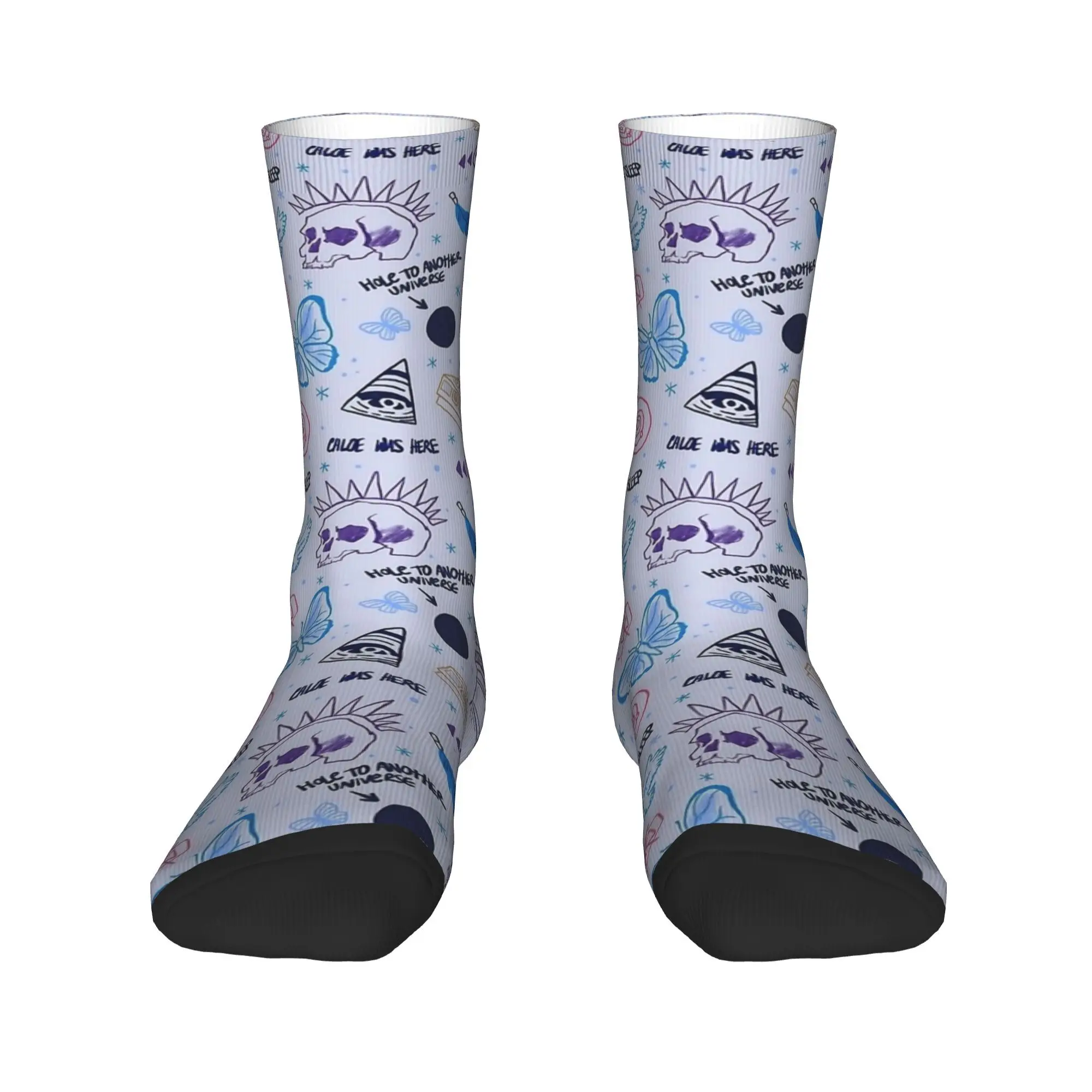 Casal meias a vida é estranha símbolos padrão meias inverno casual qualidade meias design skate meias antiderrapantes