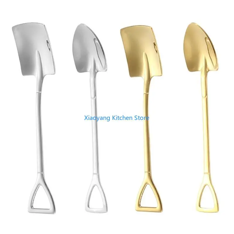 69HC Stainless Steel Coffee Spoon Shovel Shaped for Creative Universal Watermelon Ice Cream Cake Sugar Dessert Stirring Teasp