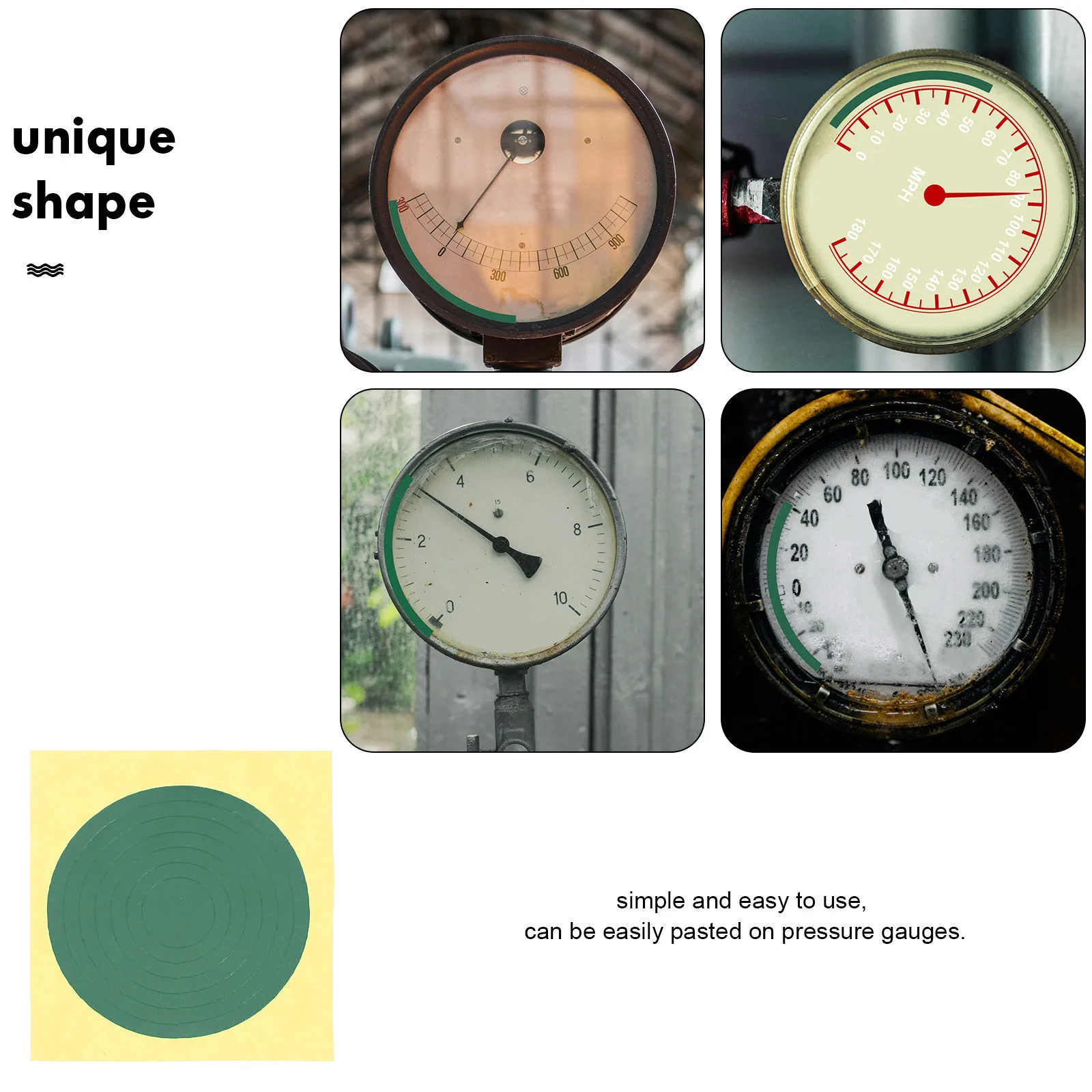 10 Sheets Pressure Gauge Stickers Reflective Indicator Labels for Clear Visibility in Low Light Adhesive Decals for Gauge
