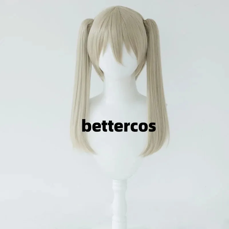 Pelucas de Anime Maka Albarn, cola de caballo de doble Clip de lino, pelo sintético resistente al calor, Cosplay + gorro de peluca