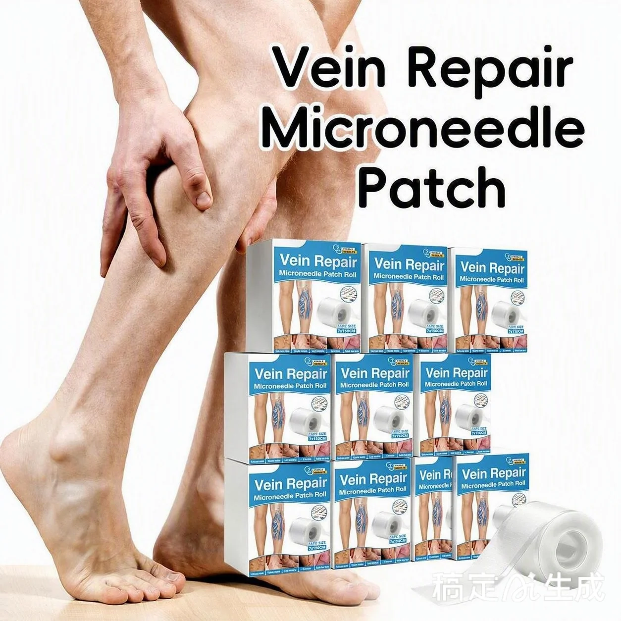 10pc Natural Vein Repair Microneedle Patch Roll Leg Care Tape Varicose Spider Veins Relief Swelling Skin Care for All Skin Types