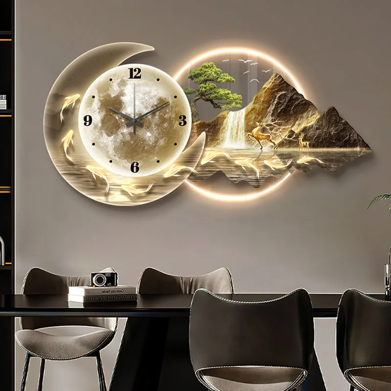 Mechanism Flip Wall Clocks Cute Metal Wall Art Bathroom Aesthetic Luminous Ilent Wall Watch Horloge Murale Ornaments Home Decor