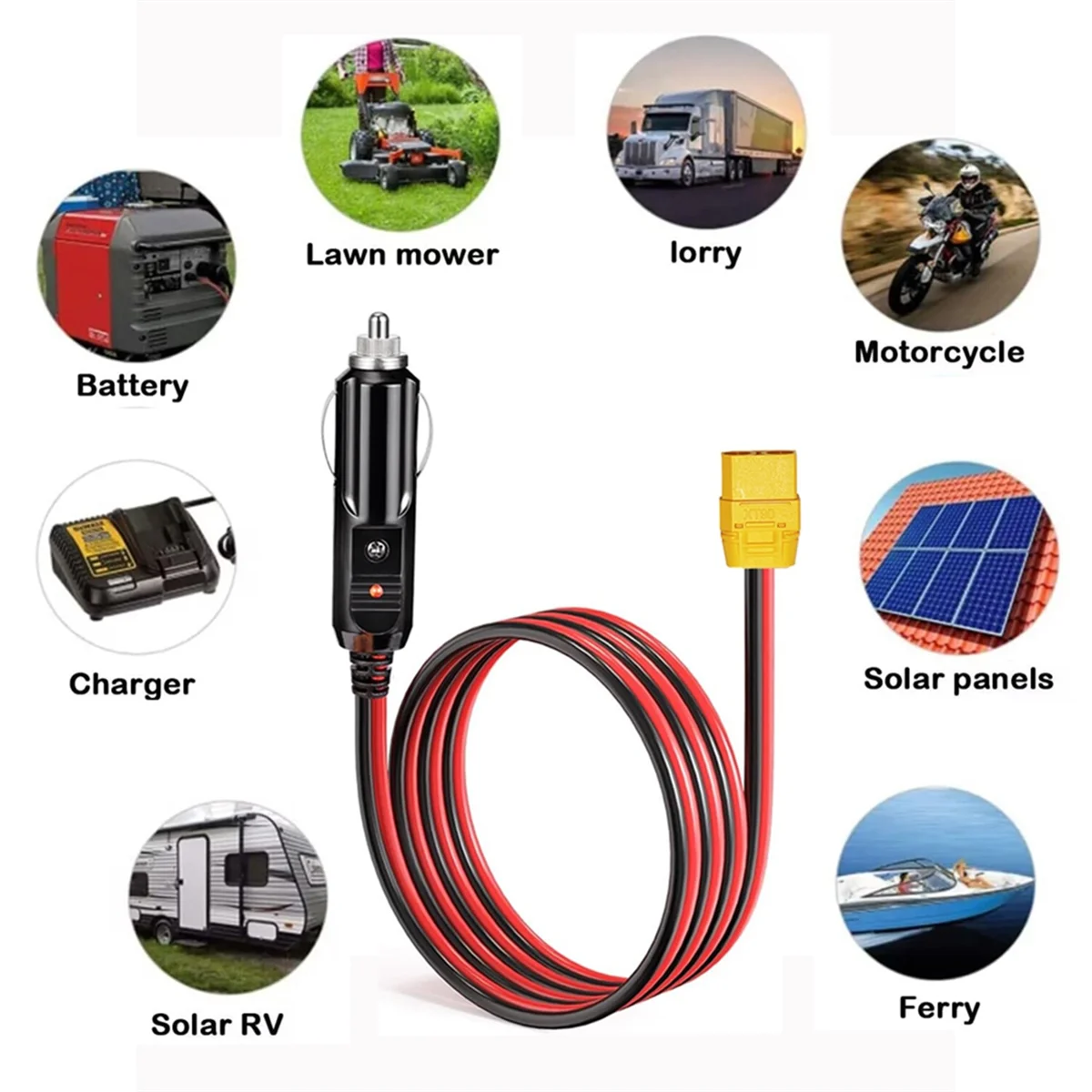 Unique! Lighter Charging Cable XT90 Female Connector to Car Cig Lighter Male Plug for Solar Generator Power Station 14AWG 12V