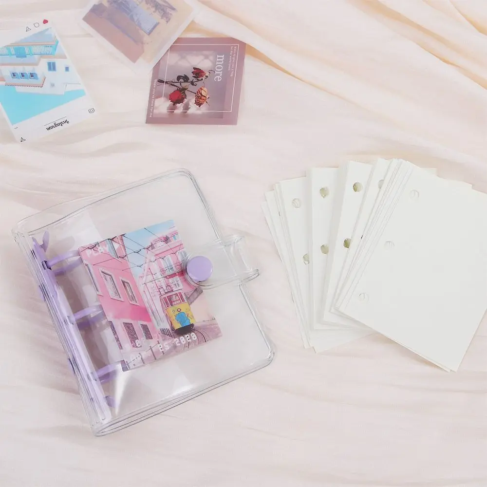 Portable PVC Handbook Loose-Leaf Transparent Notebook Pages Photo album Binder Notebook Cover 3 Hole Binder Clip Card Organizer