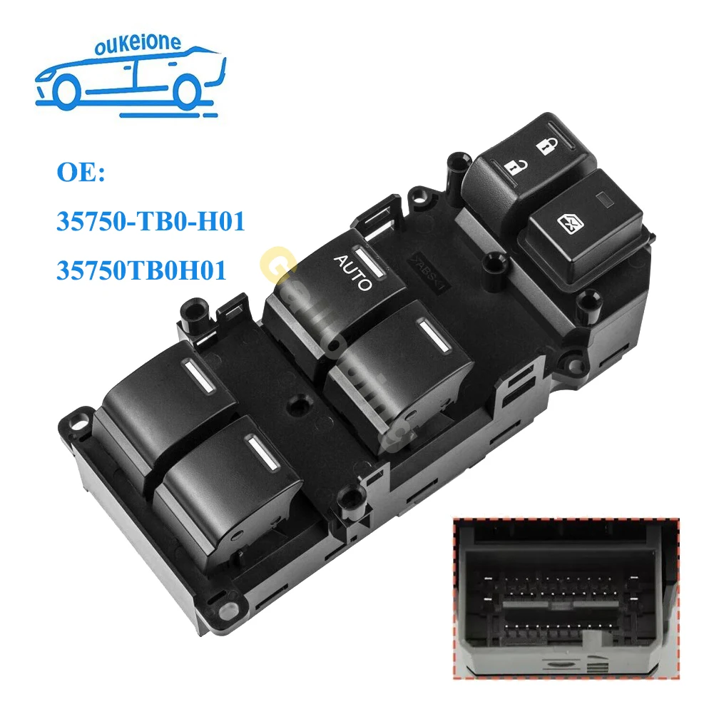 

For 2008-2012 Honda Accord Left Driver Side Electric Power Master Window Control Switch Regulator Button Parts 35750-TB0-H01