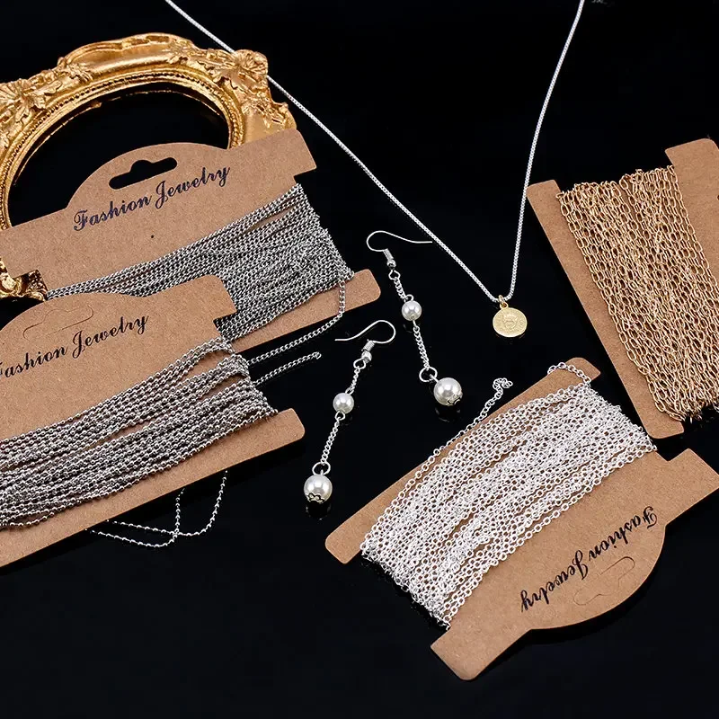 

6 типов цепочек для изготовления ювелирных изделий с покрытием из серебра, золота и меди, цепочки для кабеля для DIY ювелирных изделий, ожерелья, браслета, ремесла, 5 метров