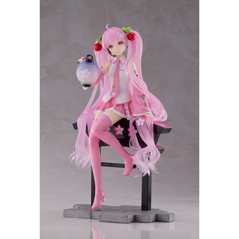 In Stock Original TAITO AMP VOCALOID Hatsune Miku Figure Sakura Miku Lantern 18Cm Anime Action Figurine Model Toys for Girl Gift