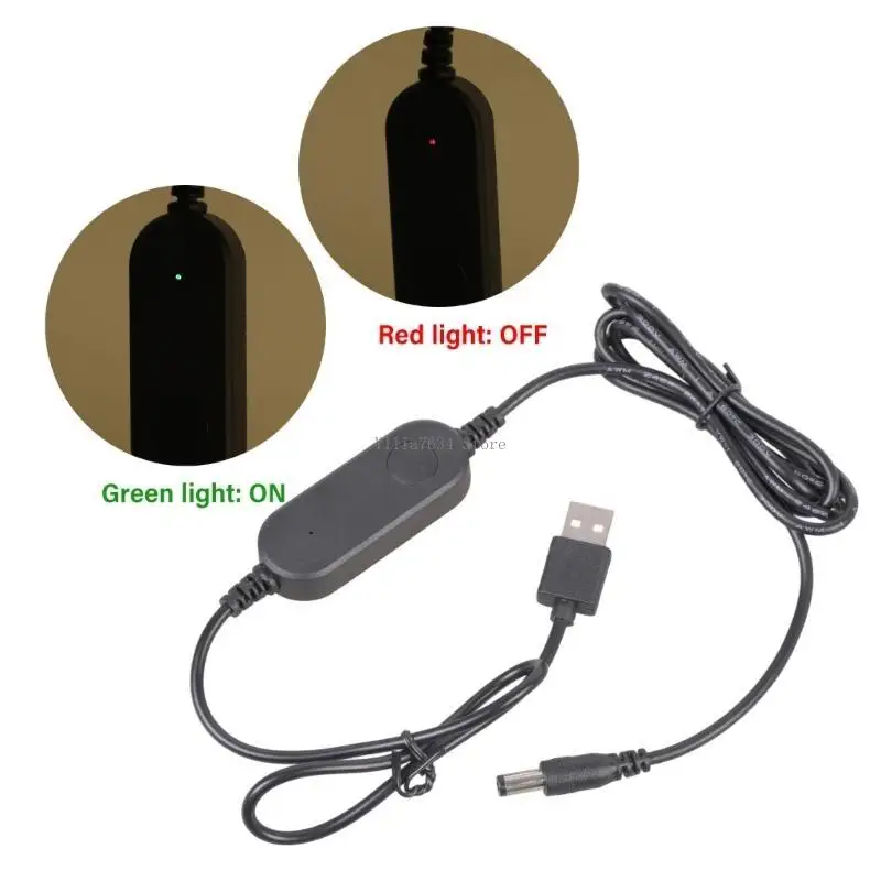  Practical 12W USB to 5.5x2.1mm Converters Cable with Switches Control Plastic Texture for Router Camera Charging Device