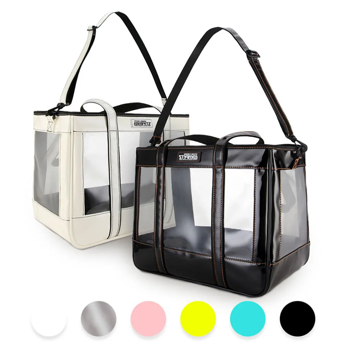 

Large Pet Dog Cat Carrier Bag Fashion Transparent Travel PU Shoulder Handbag Backpack Airline Approved Transport Carrying