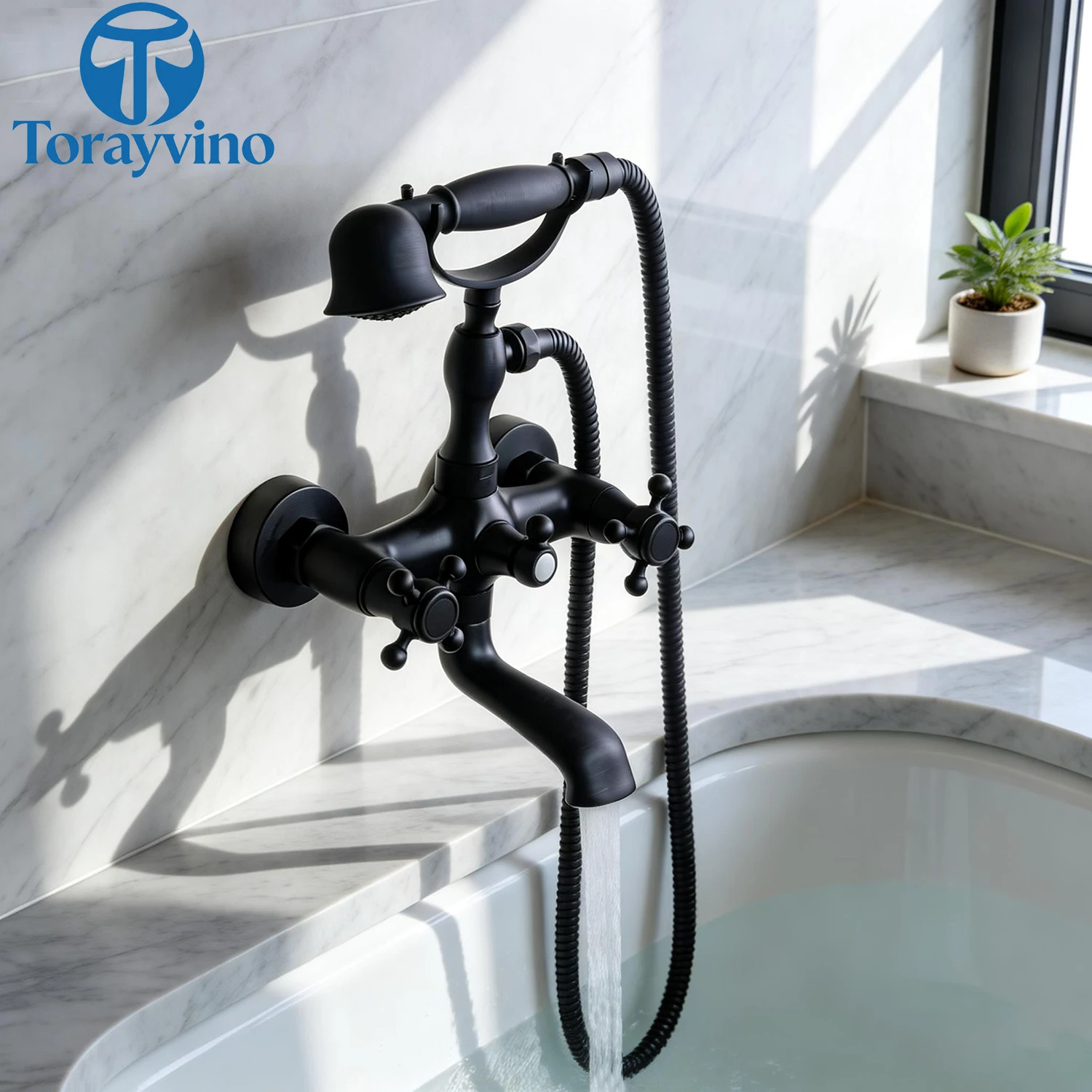 

Torayvino Bathroom Shower set Faucet phone Special Design good Quality Chrome Finish 2 water Outlet With Hot & Cold Mixer taps