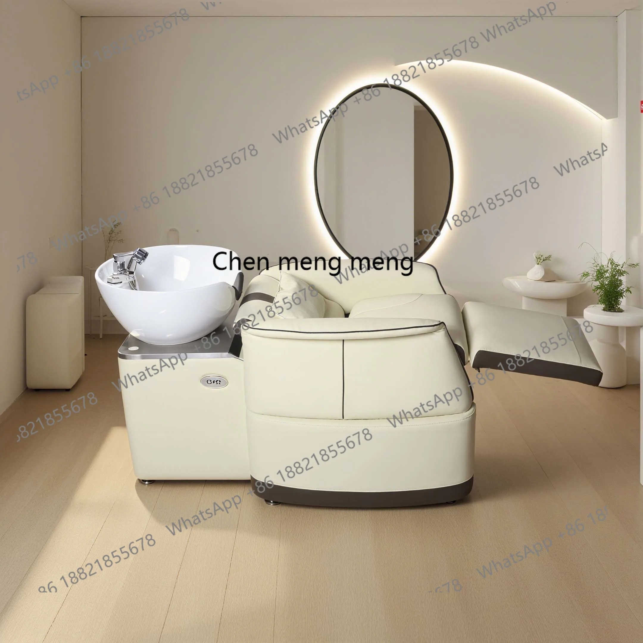 

New High-End Barber Shop Shampoo Bed Hair Salon Electric Leg Lift Semi-Reclining Shampoo Bed Ceramic Basin