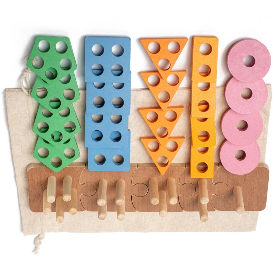 Jouet de tri de documents en bois multifonctionnel Montessori, jouets empilables, puzzle Makron pour les tout-petits et les enfants d'âge alth, jouet de motricité fine