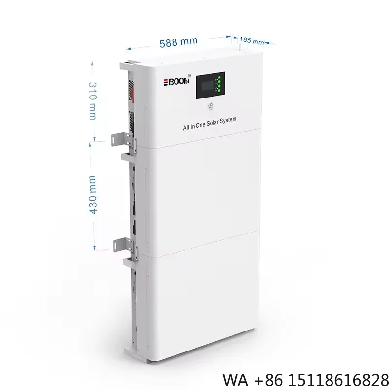 All-in-One 5KW Stackable Solar System Inverter with 51.2V 100Ah Lithium Ion Energy Storage Batteries CAN Communication Home Use