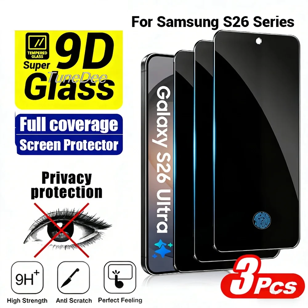 1-3PCS Anti Spy Tempered Glass Screen Protectors For Samsung Galaxy S26 Ultra S25 S24 S22 S24 S23 FE Privacy  Fingerprint Unlock