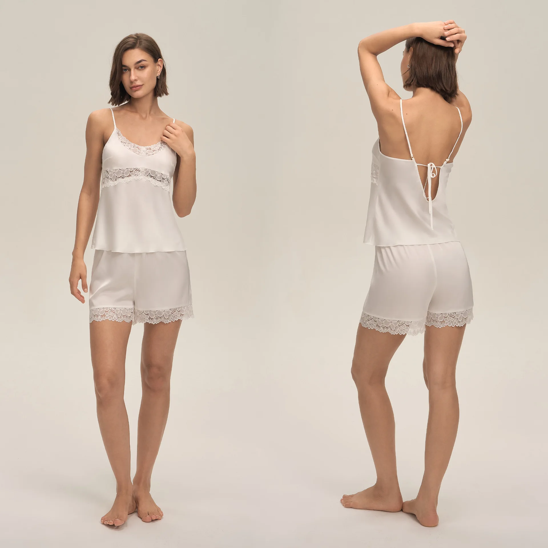 

Сексуальный пижамный комплект на подтяжках, кружевной лоскутный атласный топ, шорты, летняя женская одежда для сна, повседневная домашняя одежда из ледяного шелка, пижама