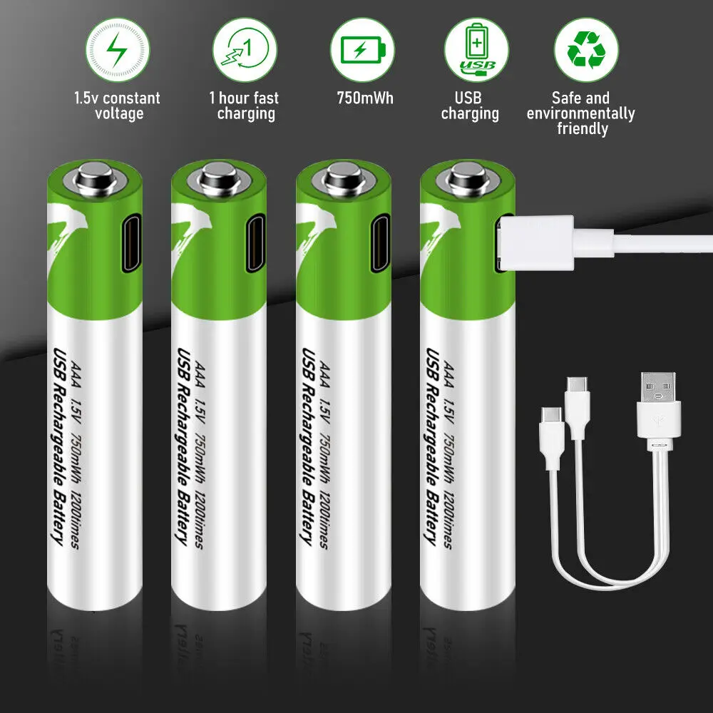 Baterai isi ulang USB 1.5V AA asli baterai Li-ion 2600 MWh untuk tetikus kendali jarak jauh baterai mainan elektrik SMARTOOOLS