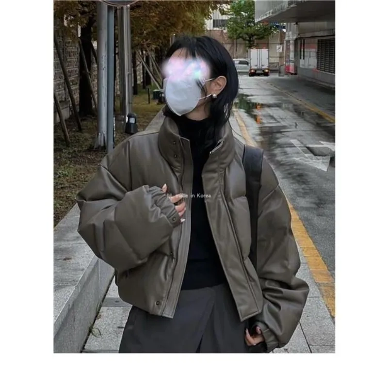 Giacca corta in cotone stile scuro da donna nell'inverno 2025, Parka con colletto allentato stile americano ispessito Abbigliamento femminile