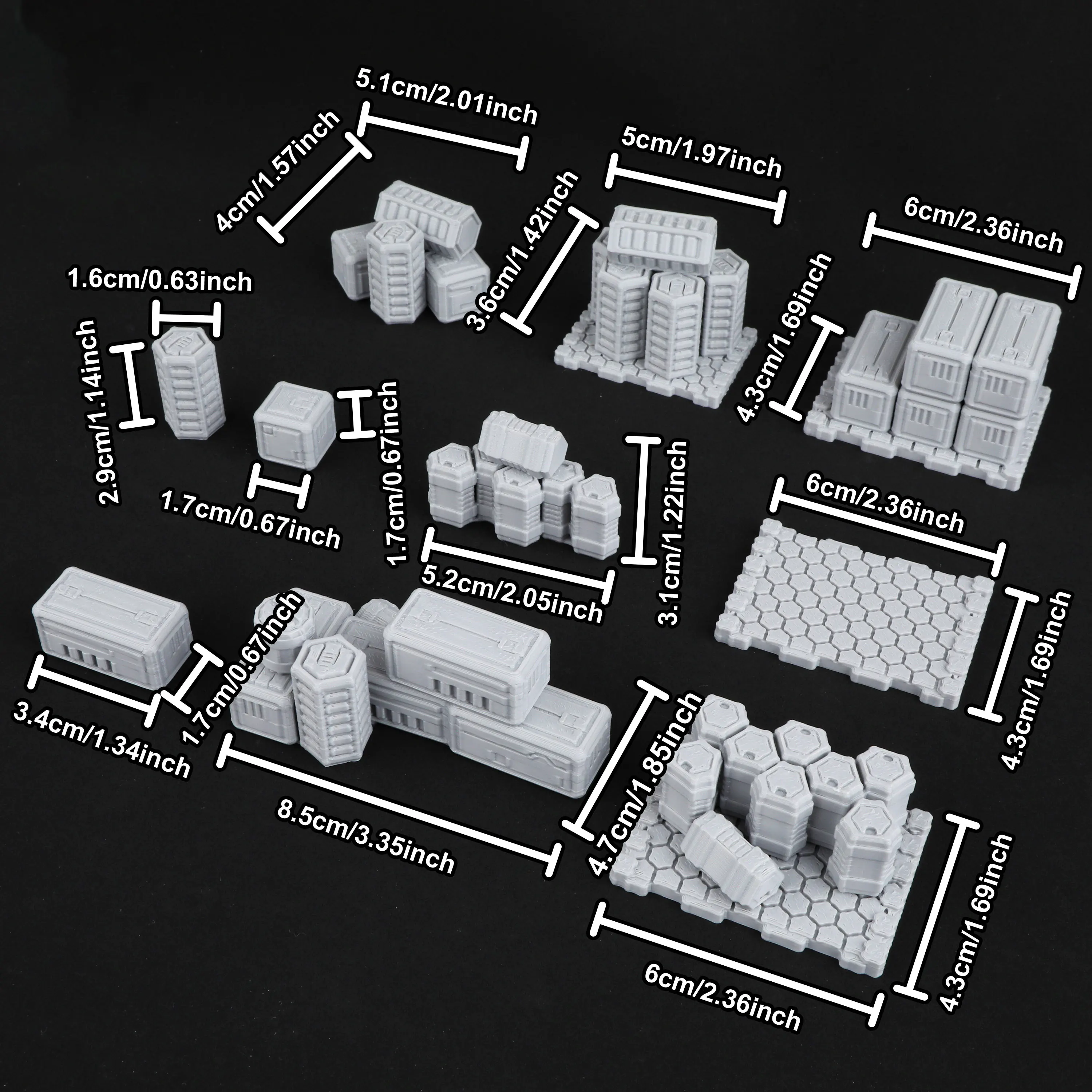 Sci-Fi Cargo Container Terrain Bundle – Scene Building Accessory for Interstellar RPG Tabletop Games, Durable Collectible