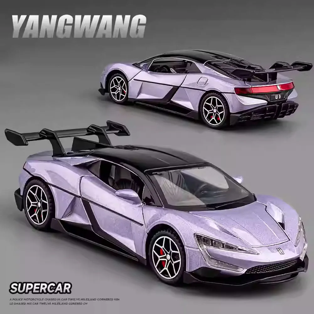

1:32 BYD Yangwang U9 U8 Diecast Alloy Model Miniature Toy Car Door Opened Sound Light Pull Back Vehice Collectible Ornament Gift