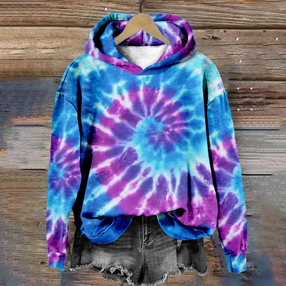 فقط قمة الموضة الملونة التعادل صبغ ثلاثية الأبعاد طباعة هوديس المرأة الخريف قمصان سويت شيرت بقلنسوة الشارع البلوز Y2K بدلة رياضية معطف للجنسين #6