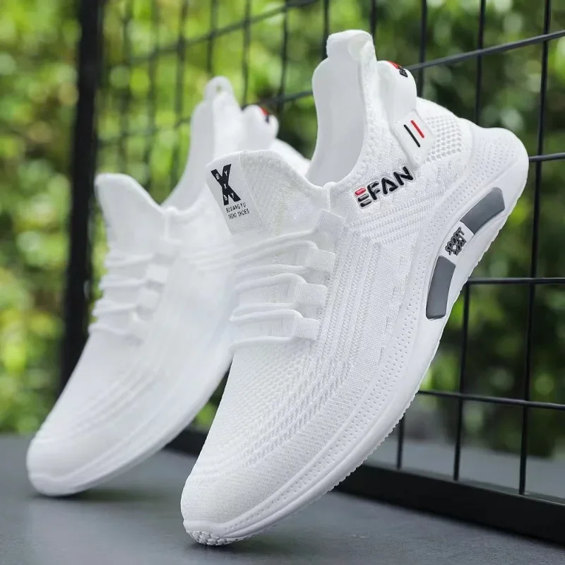 2024 Comfortable Fashion Lace Up Running Shoes Spring White Casual Shoes Breathable Non-slip Walking Sneakers Men Shoes Outdoor