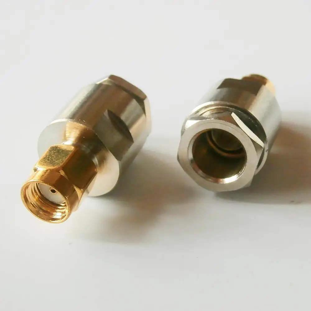 

1X Pcs RP-SMA RPSMA RP SMA Male plug Clamp Solder For RG5 RG6 LMR300 RG304 5D-FB Cable Straight Gold Brass RF Adapters