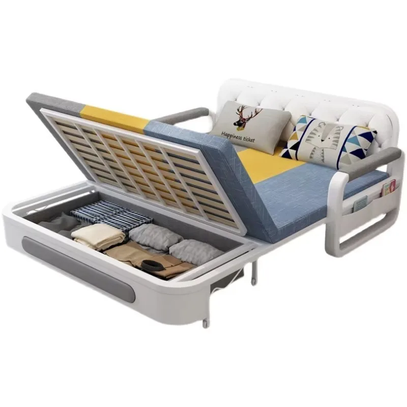 Apartment furniture metal frame, foldable sofa cum bed storage modern folding sofa bed