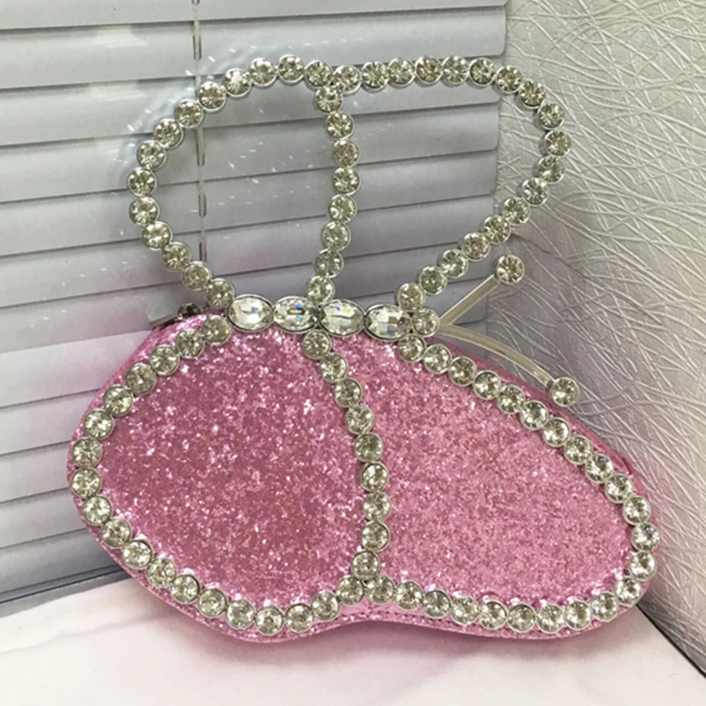 IN magazzino Bling paillettes rosa farfalla sera frizione scintillante donne sera borsa di cristallo signora ragazze cena di nozze borsa