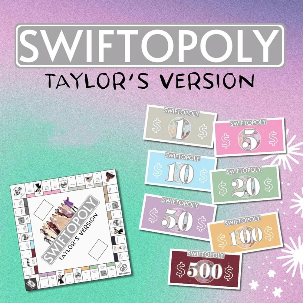 Board Game Fun Party Game Fans Interactive Board Game Family Games for SWIFTOPOLY Taylor Swiftie Monopoly Board Game Kids Games