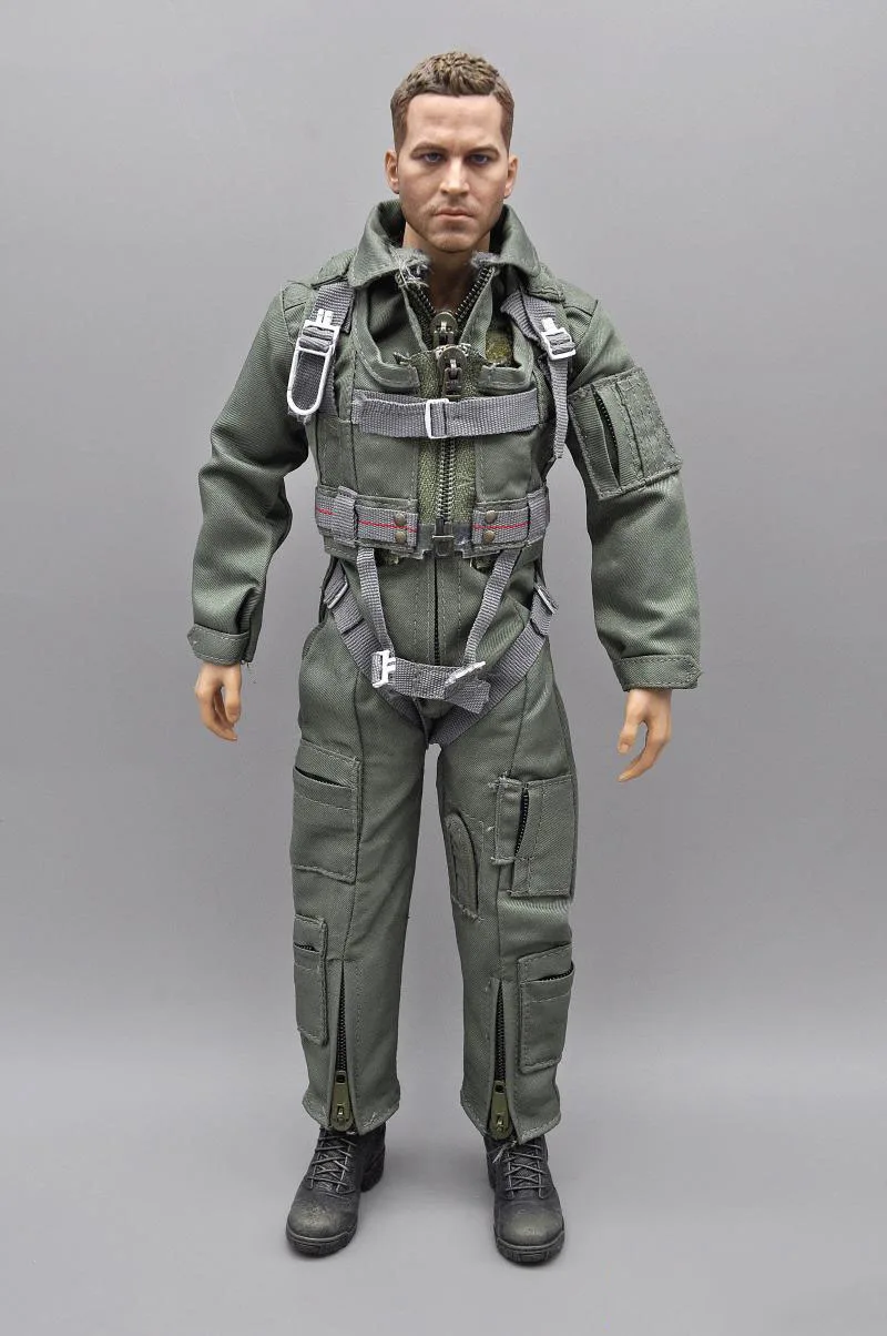 1/6 Men Soldier Modern Air Force Green Bodysuit Suit Military Jumpsuit Vest Costumes For 12